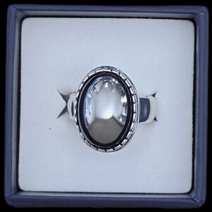 Premier Designs Hematite Oval Cabochon Ring in Silver